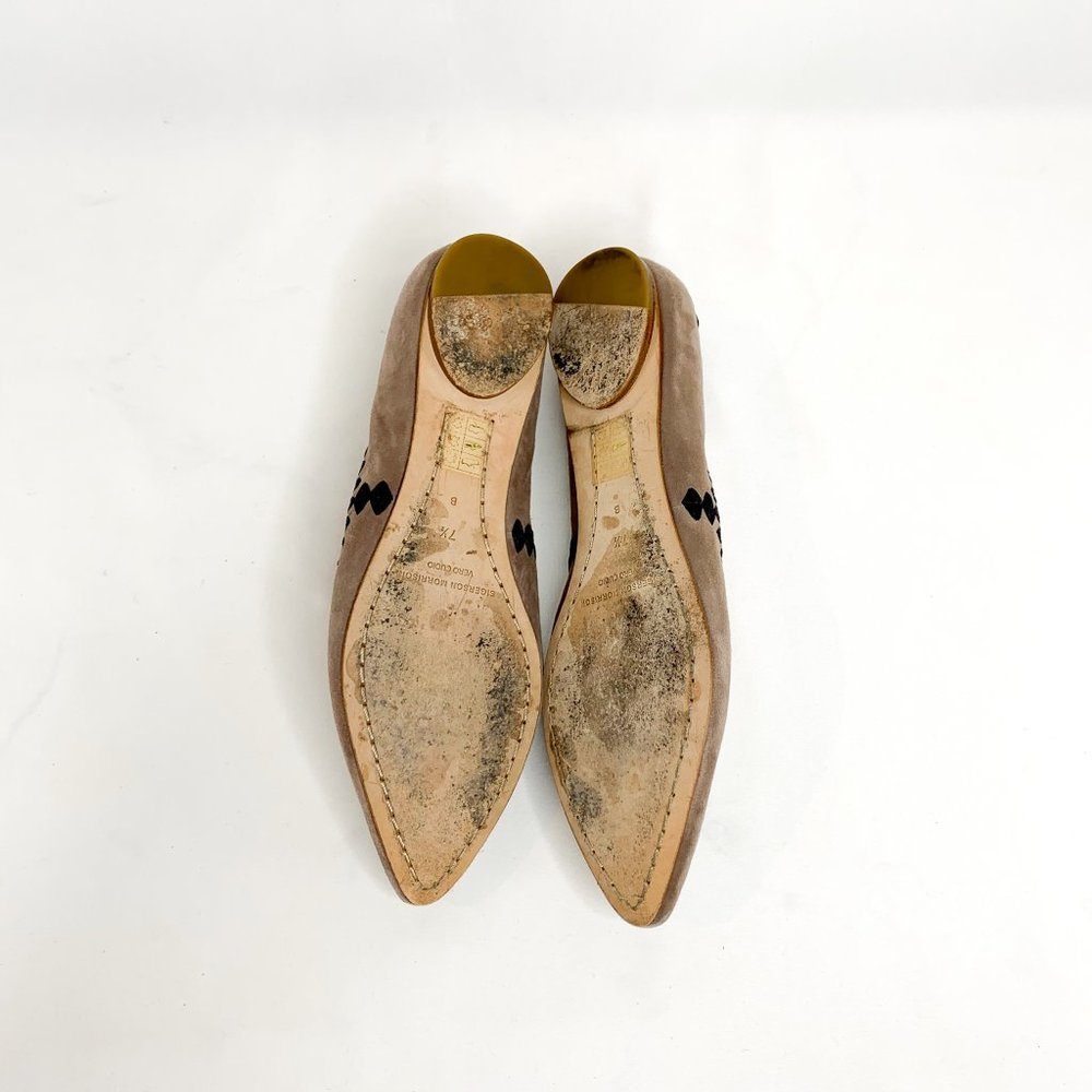 SIGERSON MORRISON Suede Stitched Pointed Flats - Picture 8 of 8